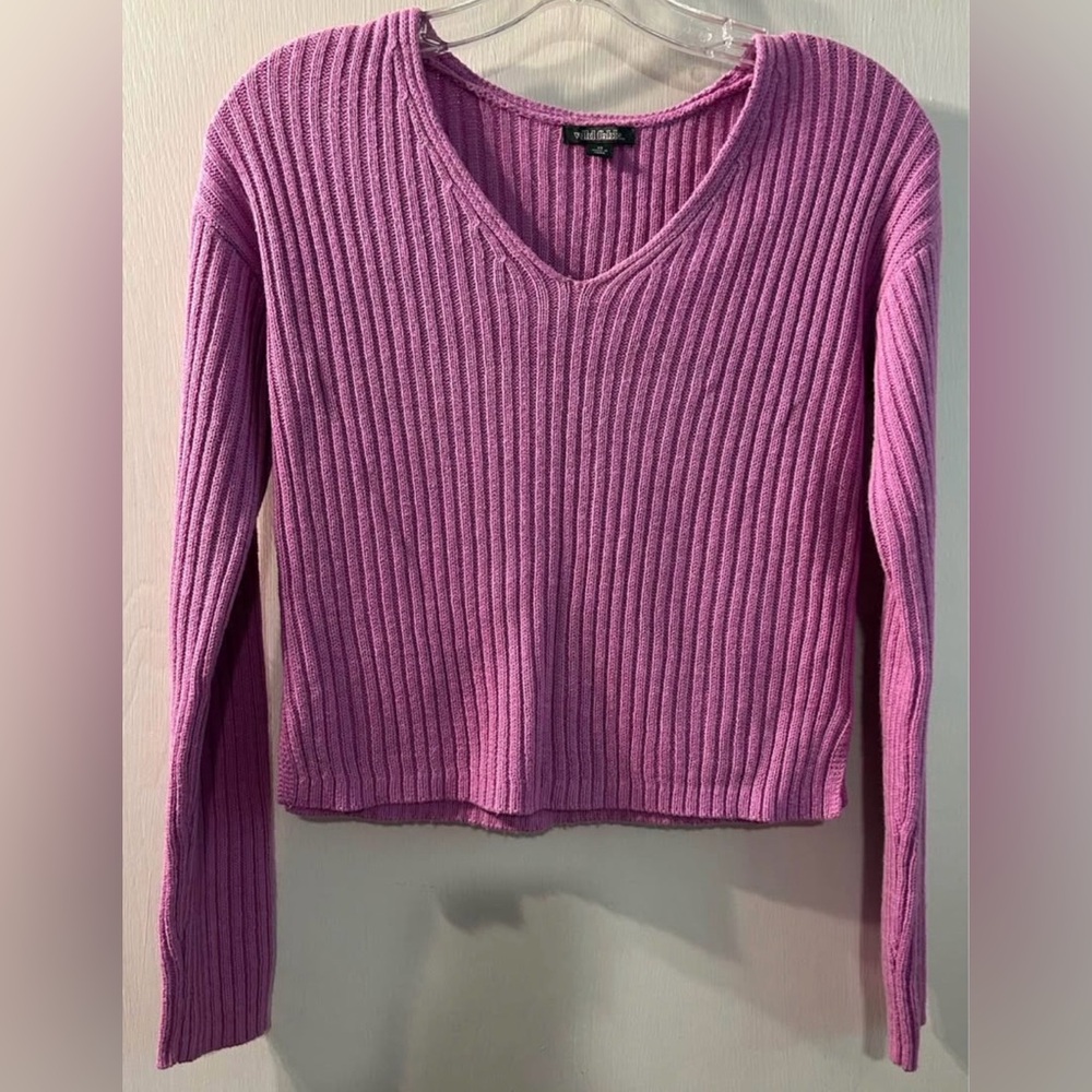 Wild fable Ribbed V‑Neck short Sweater top Purple Size XS